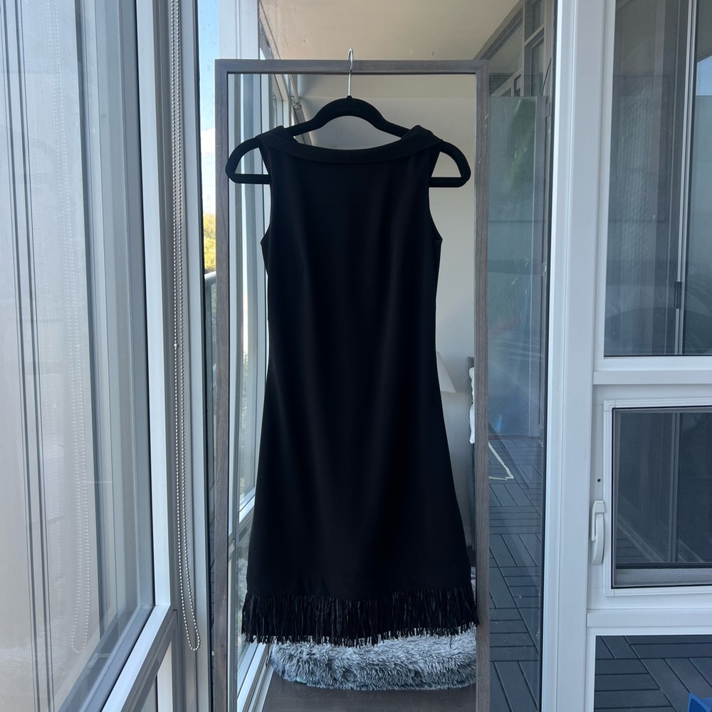 Joseph Ribkoff Black Fringe Mini Dress